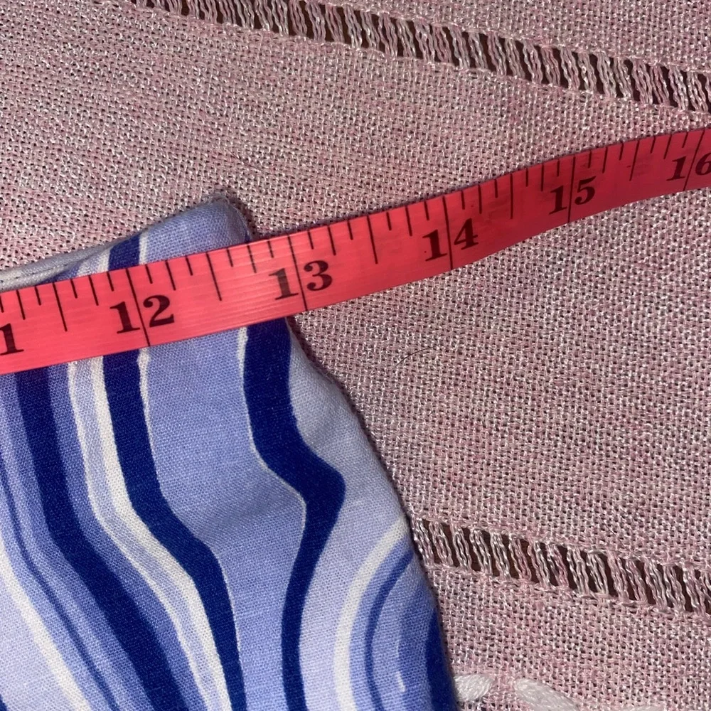 Zara Blue & White Psychedelics Swirl Flare Linen Pants, sz Small